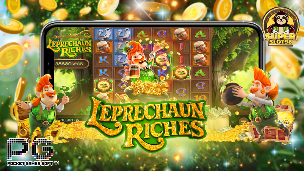 สัญลักษณ์และเงินในการจ่ายของเกม Leprechaun Riches เศรษฐีเลเปรอคอน